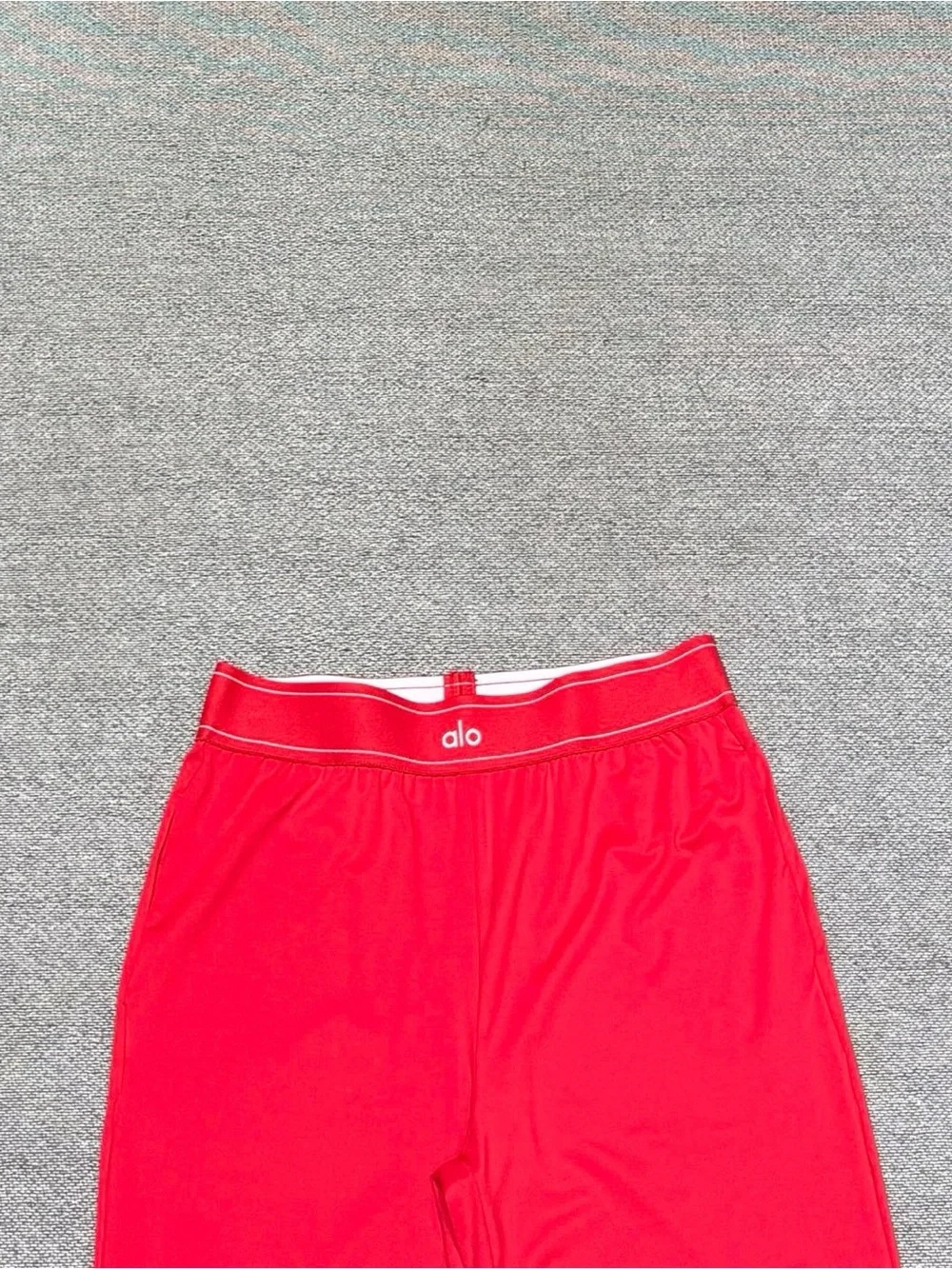 ALO Yoga Red Crop Sports Bra & Wide Leg Pants Set